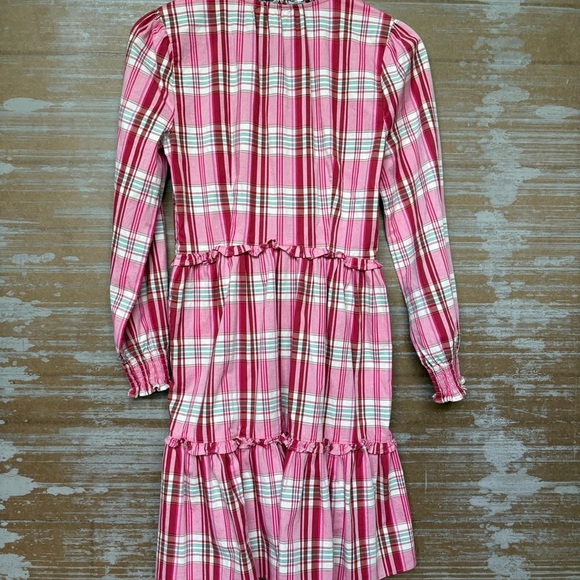 J. Crew Factory Plaid Mini Dress Ruffle Trim Pink Preppy Summer Career Womens 2 - Picture 5 of 5